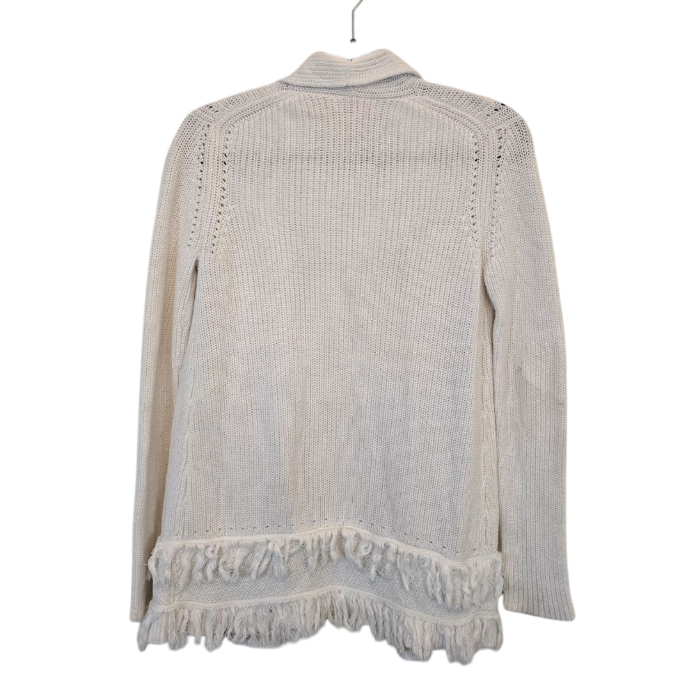 Lily Pulitzer Small 100% Cotton Fringe Hem White Sweater - Picture 2 of 11
